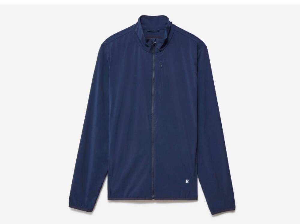 Everlane men’s navy blue sport soft shell jacket size small